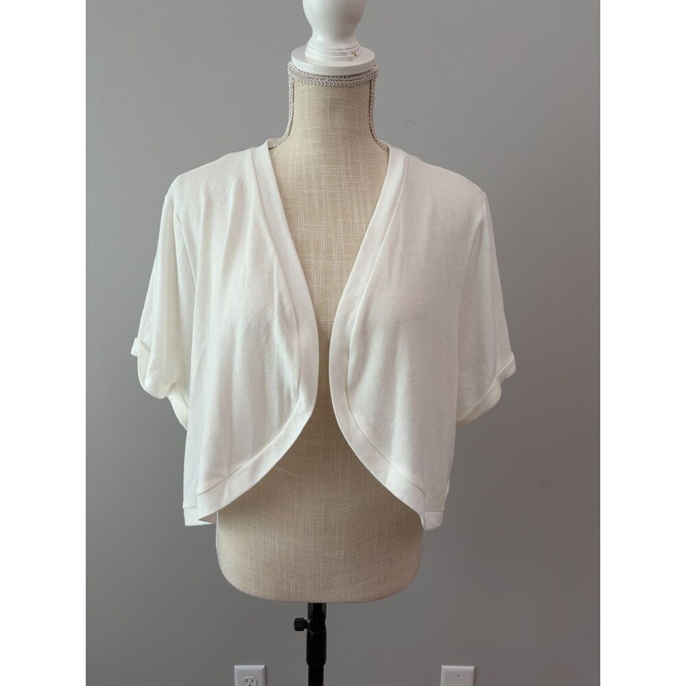 New Womens White Short Sleeve Bolero Shrug Cropped Cardigan Summer Plus Size 3X